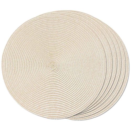 915 Generation Round Braided Pmats 6 Table Mats for Dining Woven Washable Non- P Mats 15 InchBeige