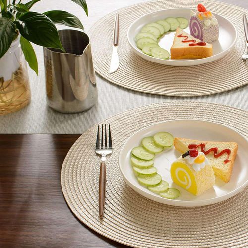 915 Generation Round Braided Pmats 6 Table Mats for Dining Woven Washable Non- P Mats 15 InchBeige