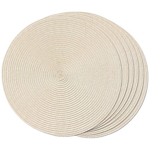 915 Generation Round Braided Pmats 6 Table Mats for Dining Woven Washable Non- P Mats 15 InchBeige