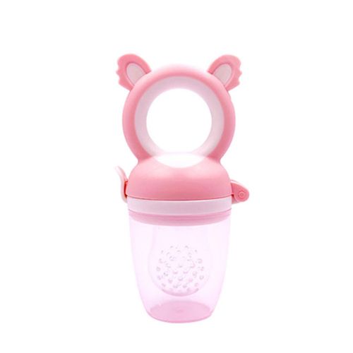 Baby Fruit Feeder Pacifier Fresh Food Nibbler Infant Fruit Teething Toy Food Grade Silicone Pouches for Toddlers New,Pink NO5143