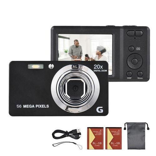 2.7inch TFT Portable Digital Camera 56MP 4K Ultra HD 20X Zoom Auto Focus SelfTimer Face Detection Antishaking with 2pcs Batteries Hand Strap Great Gift for for Kids Teens
