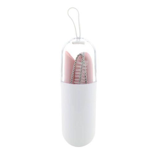 Collapsible Silicone Straw Reusable Folding Drinking Pink Bendy_A