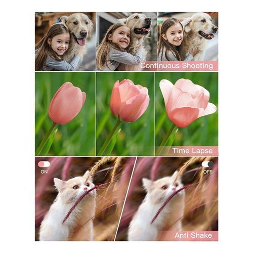Digital Camera with Auto Focus  2.7K 48MP Vlogging Camera with 2.8 Inch Large Screen Stylish Camera for Teens-Pink