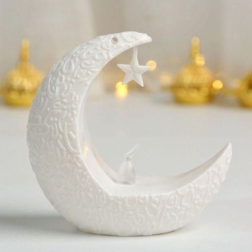 Flameless LED Candle Ramadan Lamp Candlestick For Festival White