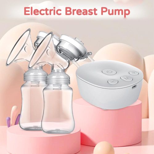 Double Electric Breast Pump Hands Free Breast Pump for Breastfeeding 2 Modes & 9 Adjustable Levels Low Noise Anti-Backflow USB Powered with 2pcs 150ml Milk Bottles NO5124