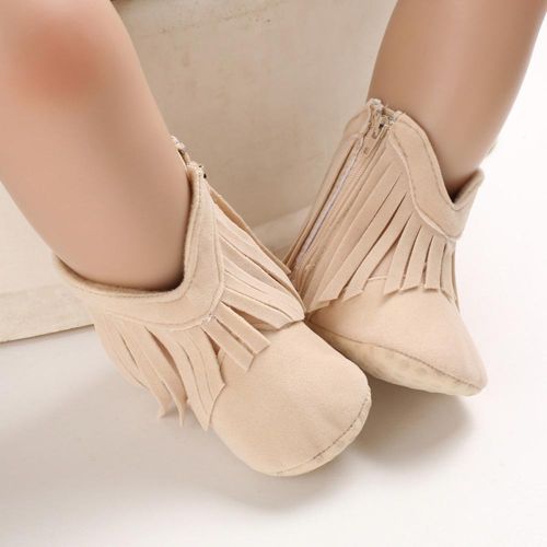 Baby Girl Solid Color Fringed Boots Baby Casual Walking Shoes Gift for Baby Shower First Birthday NO5274