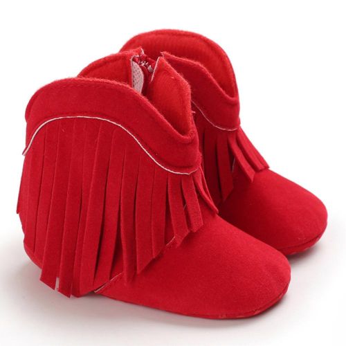 Baby Girl Solid Color Fringed Boots Baby Casual Walking Shoes Gift for Baby Shower First Birthday NO5274