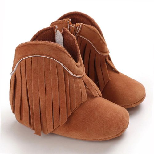 Baby Girl Solid Color Fringed Boots Baby Casual Walking Shoes Gift for Baby Shower First Birthday NO5274
