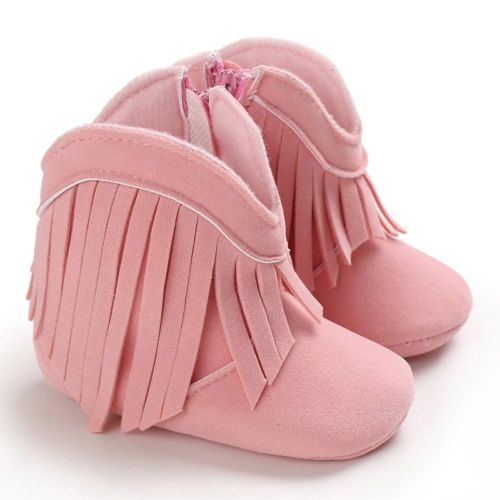 Baby Girl Solid Color Fringed Boots Baby Casual Walking Shoes Gift for Baby Shower First Birthday NO5274