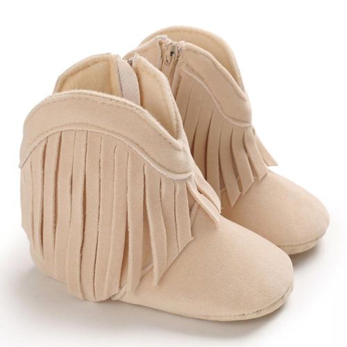 Baby Girl Solid Color Fringed Boots Baby Casual Walking Shoes Gift for Baby Shower First Birthday NO5274