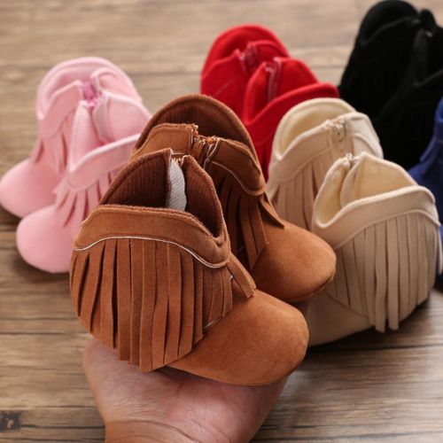Baby Girl Solid Color Fringed Boots Baby Casual Walking Shoes Gift for Baby Shower First Birthday NO5274