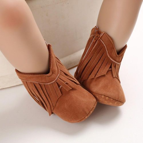 Baby Girl Solid Color Fringed Boots Baby Casual Walking Shoes Gift for Baby Shower First Birthday NO5274