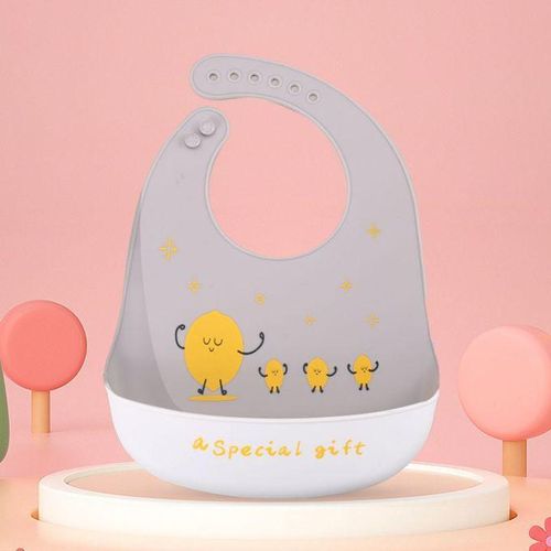 Waterproof Baby Silicone Bib-Gray