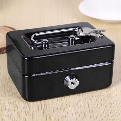 Mini Security Box Small Cash Boxs with Key Lock Household Portable Metal Money Box Lockable Cash Safe More