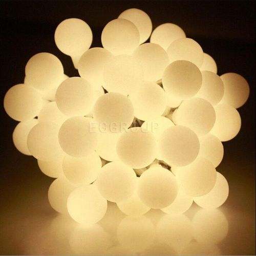 2M 20LED Cotton Ball Garland String Lights Powered Fairy Lamp for Outdoor Wedding Xmas Party Home Decoration