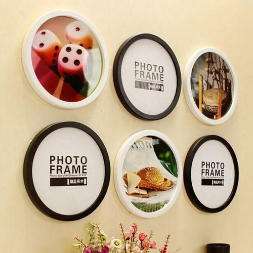 Hanging Wall  Mounted Round Photo Frame Creative Gifts  Home Decoration Woodbased Photo Frame Holder 10 Inch