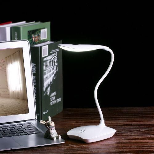 Decdeal Ultralight White LED USB Rechargeable Dimmable EyeCaring Desk Lamp Touch Control Table Light With 360&deg; Rotatable Head Flexible Hose For Studying Reading Working Camping