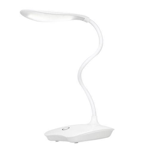 Decdeal Ultralight White LED USB Rechargeable Dimmable EyeCaring Desk Lamp Touch Control Table Light With 360° Rotatable Head Flexible Hose For Studying Reading Working Camping