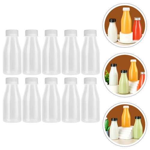 10 Pcs Drink Bottle Plastic Bottles Disposable Baby Jar Beverage Container For Juicing With Cover
