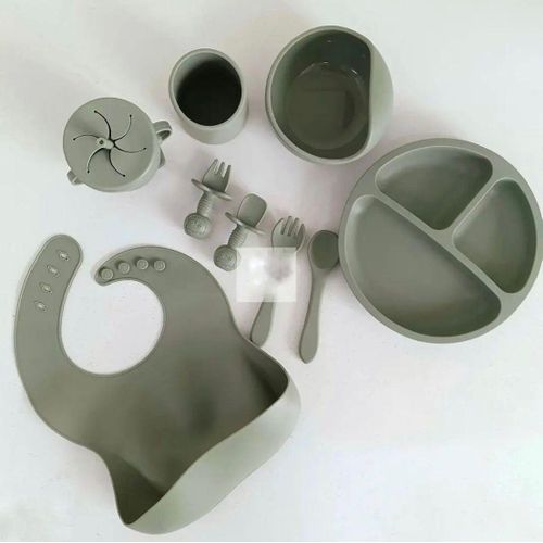 Baby Silcone Feeding Set - Gray