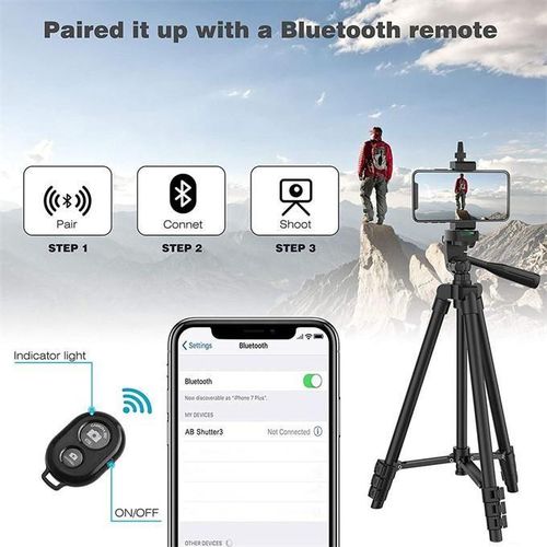 Portable Adjustable Aluminum High Quality Lightweight Camera Stand with Cell Phone Clip