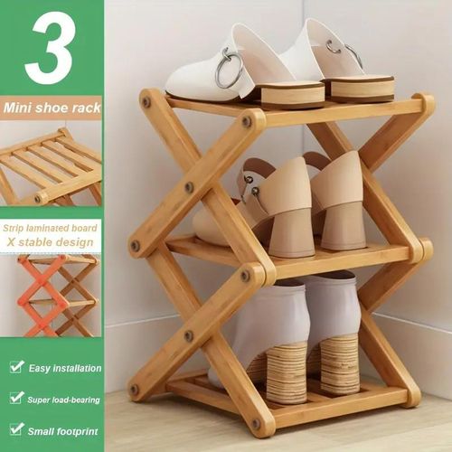 1pc Cross Shoe Rack, Simple Bamboo Multi-layer Indoor Bedroom, Dormitory, Household Use, Storage Rack At T More