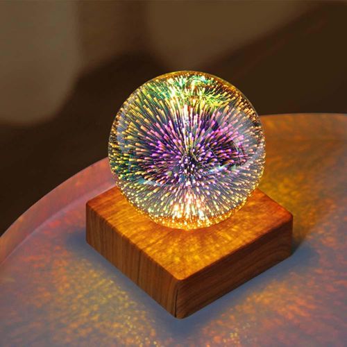 Colorful LED Firework Crystals Ball Night Lamp USB Plug
