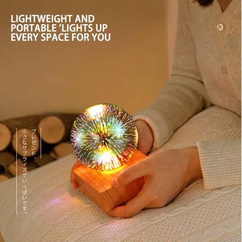 Colorful LED Firework Crystals Ball Night Lamp USB Plug