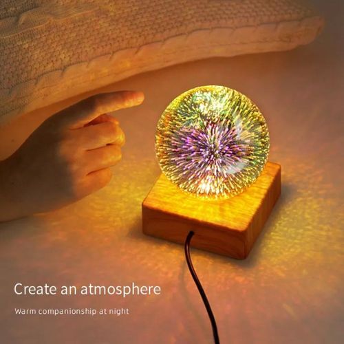 Colorful LED Firework Crystals Ball Night Lamp USB Plug