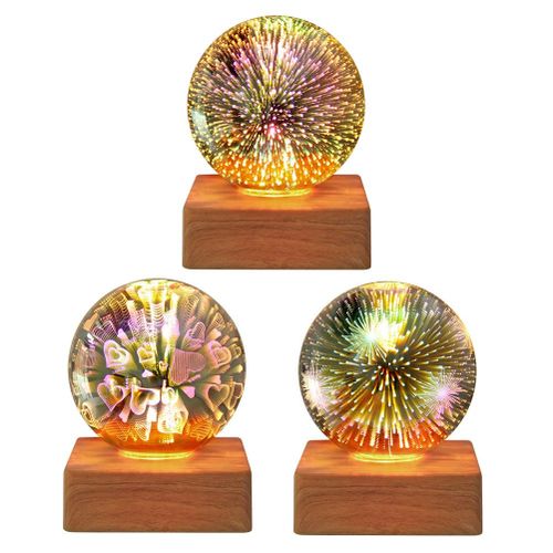 Colorful LED Firework Crystals Ball Night Lamp USB Plug