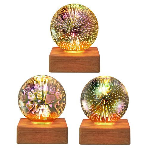 Colorful LED Firework Crystals Ball Night Lamp USB Plug