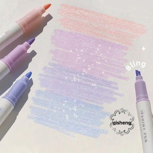 4 Piece Glitter Highlighter Pen Set DIY Scrapbook Drawing