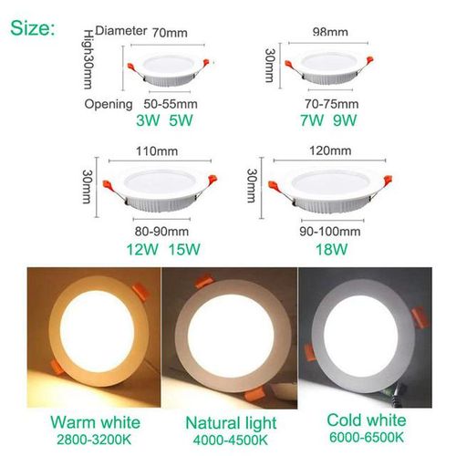 Dc 12v Led Downlight Ceiling Spotlight 3w 7w 9w 12w Recessed Grille Ultra-Thin Downlight Black White