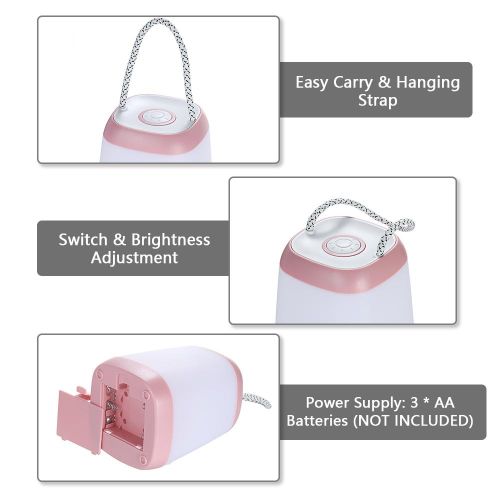 Portable Night Light Bedside Lamp with Easy Carry Strap 30/ 60/ 100 Adjustable Brightness Battery Operated Nursery Lamp for Bedroom Living Room NO5111