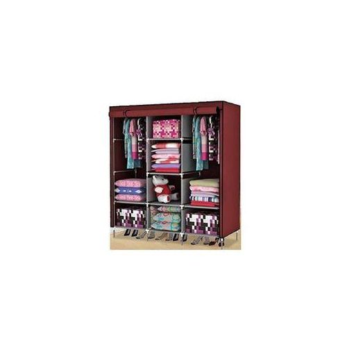 3 Column Steel Cloth Wardrobe - Maroon