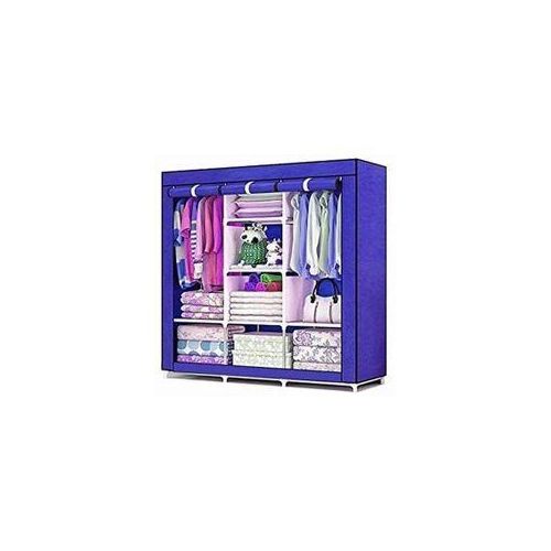 3 Column Steel Cloth Wardrobe Not Assembled - Blue