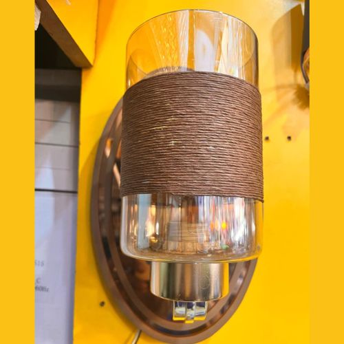 Rita Elegant Ritai WL-300 BG Wall Light - Rustic Glass Shade with Brown Twine Detailing, Perfect for Modern and Traditional D&eacute;cor - Warm Ambiance Indoor Wall Sconce