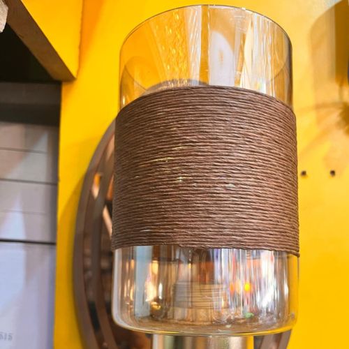 Rita Elegant Ritai WL-300 BG Wall Light - Rustic Glass Shade with Brown Twine Detailing, Perfect for Modern and Traditional Décor - Warm Ambiance Indoor Wall Sconce