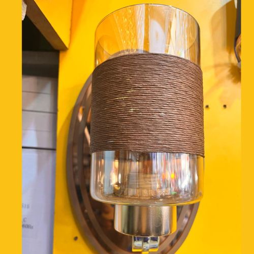 Rita Elegant Ritai WL-300 BG Wall Light - Rustic Glass Shade with Brown Twine Detailing, Perfect for Modern and Traditional Décor - Warm Ambiance Indoor Wall Sconce