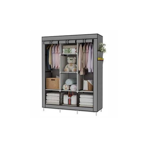 3 Column Steel Cloth Wardrobe Not Assembled - Grey