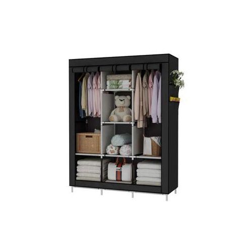 3 Column Steel Cloth Wardrobe Not Assembled - Black