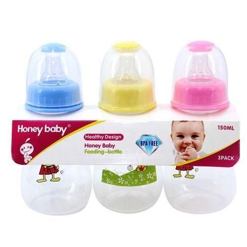 Set Of 3 Baby Feeding Bottles 150ml - Multi-Colors, Colorless