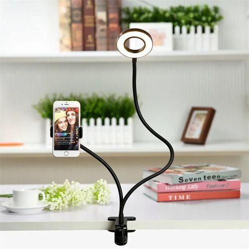 Phone Holder Selfie Stick Tripod Flash Ring Light  Phone Holder 24 LED Camera 2 in 1 Flexible Long Arm USB Clamp for Live Broadcasting