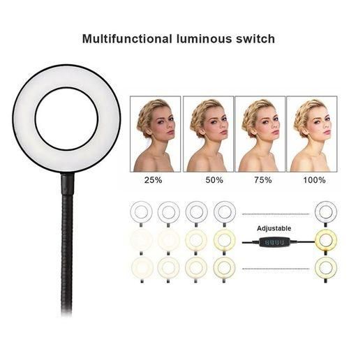 Phone Holder Selfie Stick Tripod Flash Ring Light  Phone Holder 24 LED Camera 2 in 1 Flexible Long Arm USB Clamp for Live Broadcasting
