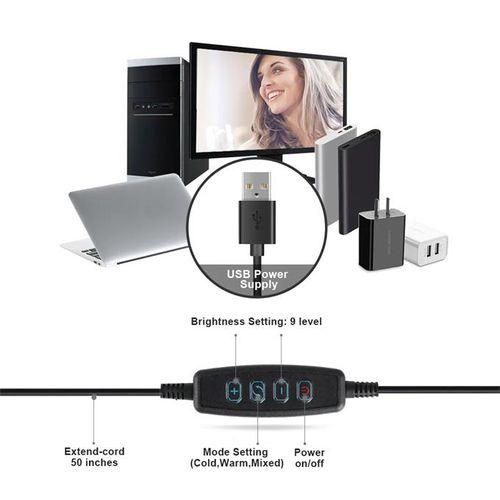 Phone Holder Selfie Stick Tripod Flash Ring Light  Phone Holder 24 LED Camera 2 in 1 Flexible Long Arm USB Clamp for Live Broadcasting