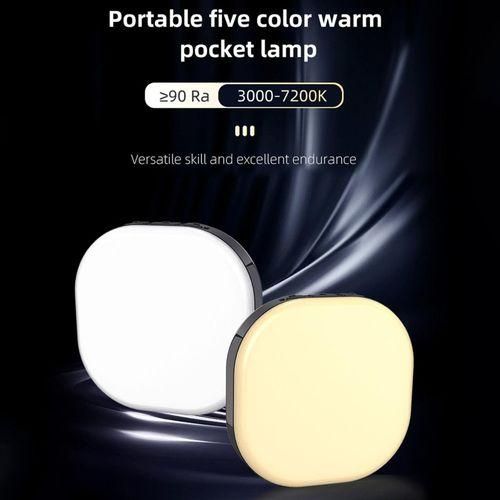 Portable Makeup Light Pocket Glow Adjustable Color for Selfies Black