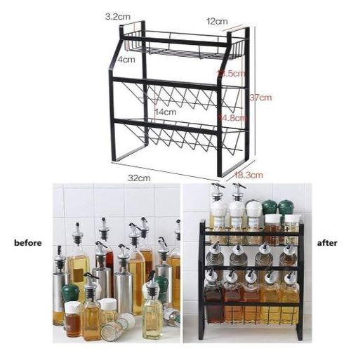 Spice Rack, Spice Organizer Seasoning Organizer 3-Tier Kitchen Rack For Kitchen Counter, Cabinets And Pantry Organization, White