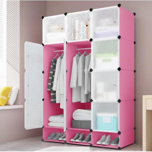 3 Column Plastic Closet- Pink