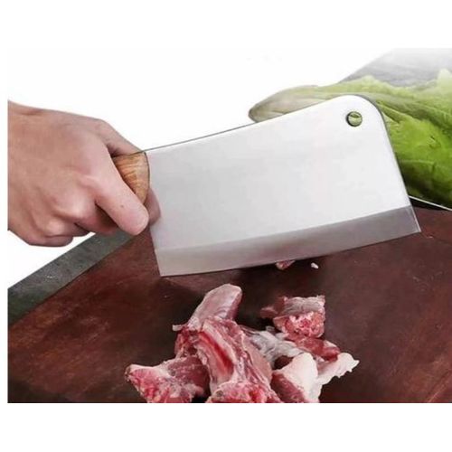 Wooden Handle Meat  Cleaver _silver