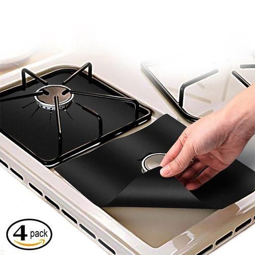 4 Piece Gas Burner/Cooker Protector Mat - Black.